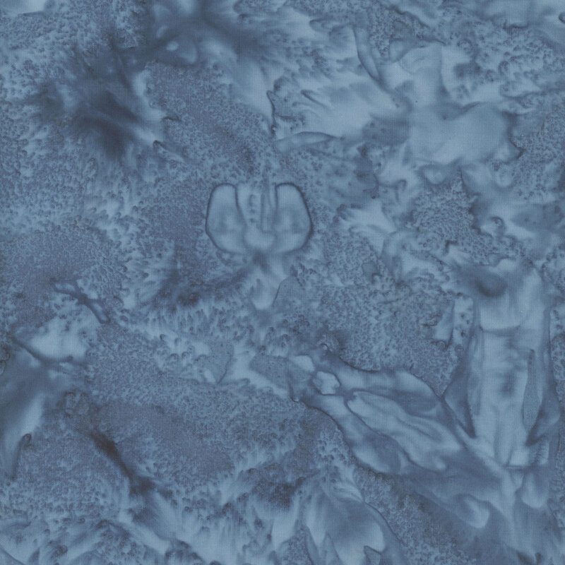Mottled steel blue tonal batik fabric
