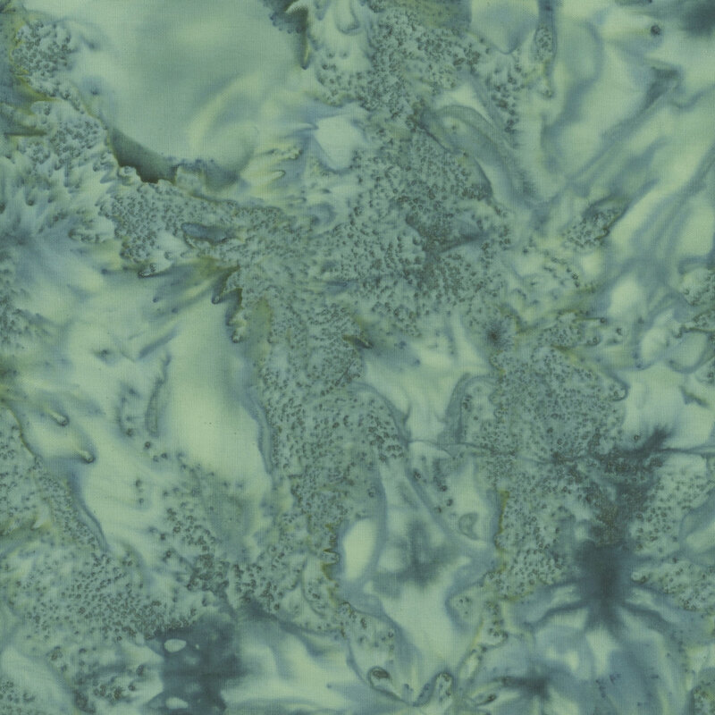 Mottled green tonal batik fabric