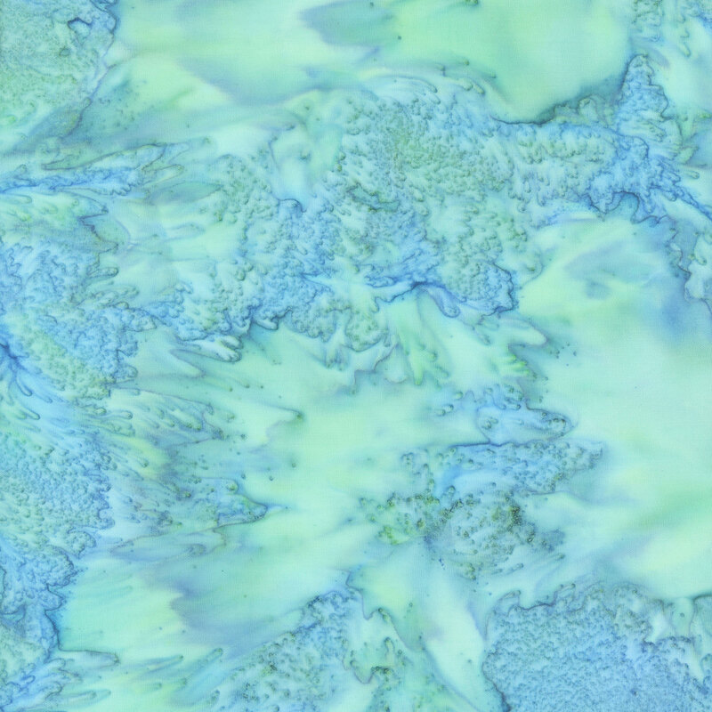 Mottled aqua blue batik fabric