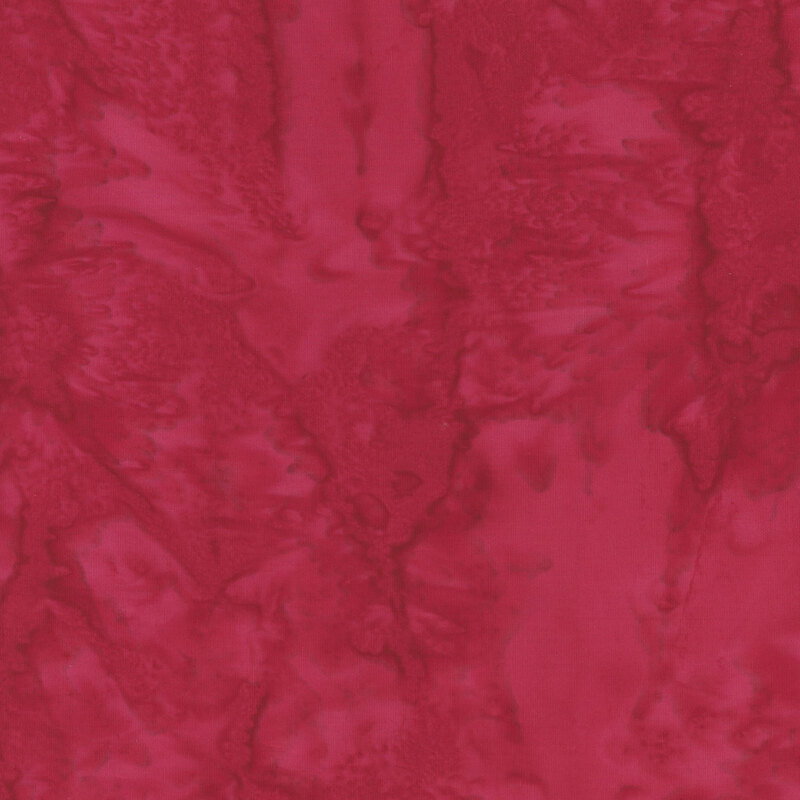 Mottled cardinal red tonal batik fabric