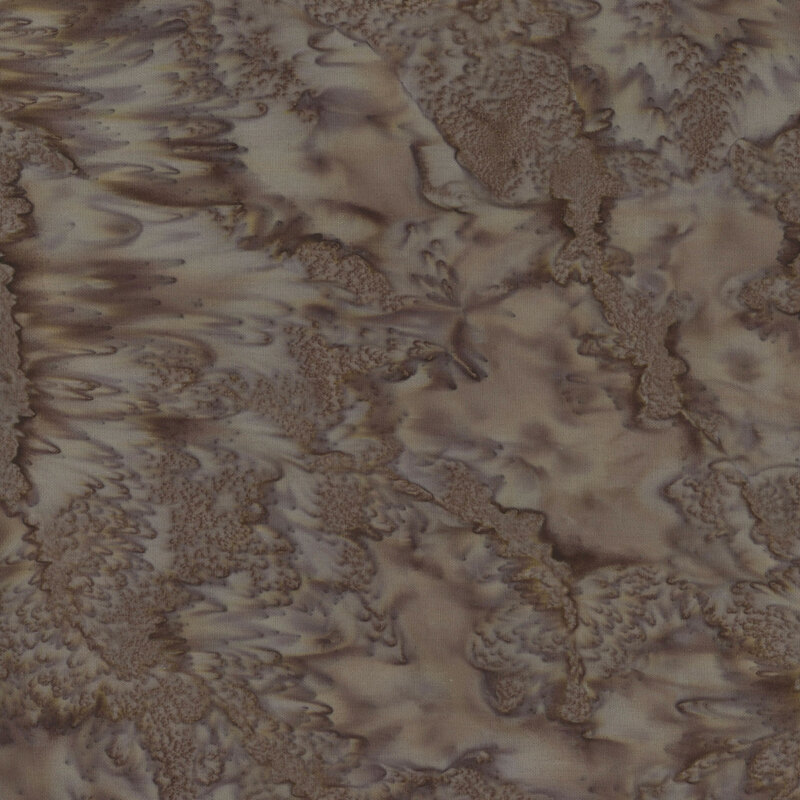 Mottled wood brown tonal batik fabric