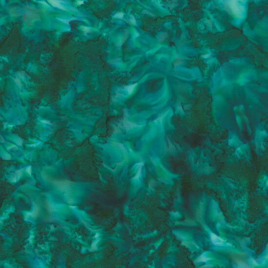 Mottled emerald green tonal batik fabric