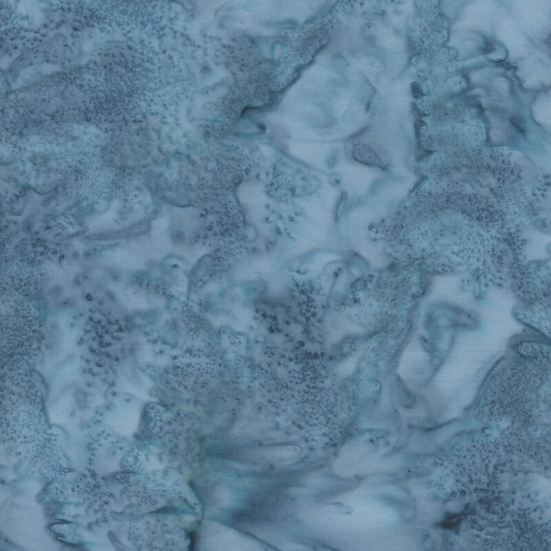 Mottled dark teal blue tonal batik fabric