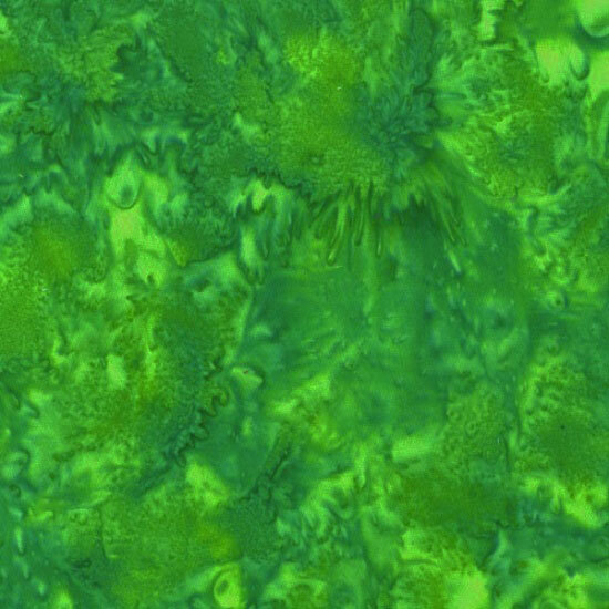 Mottled vibrant green tonal batik fabric