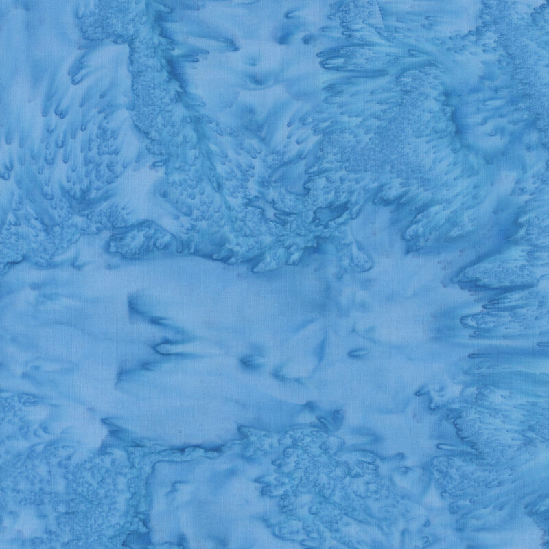 Mottled light blue tonal batik fabric