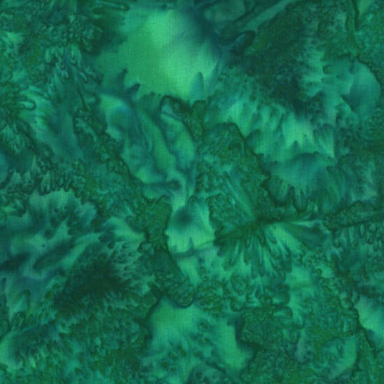 Mottled dark green tonal batik fabric