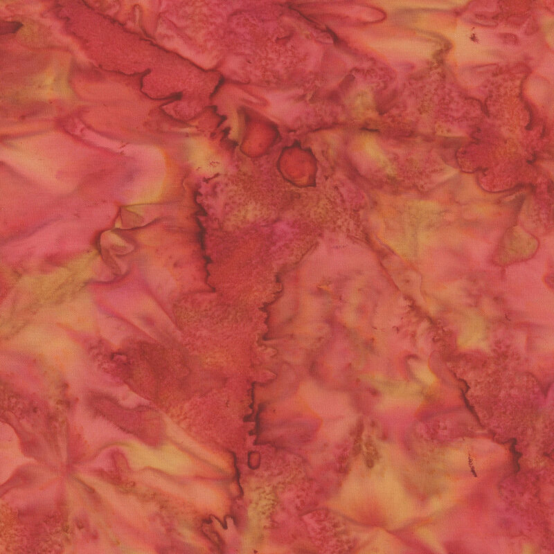 Mottled sunset hued batik fabric