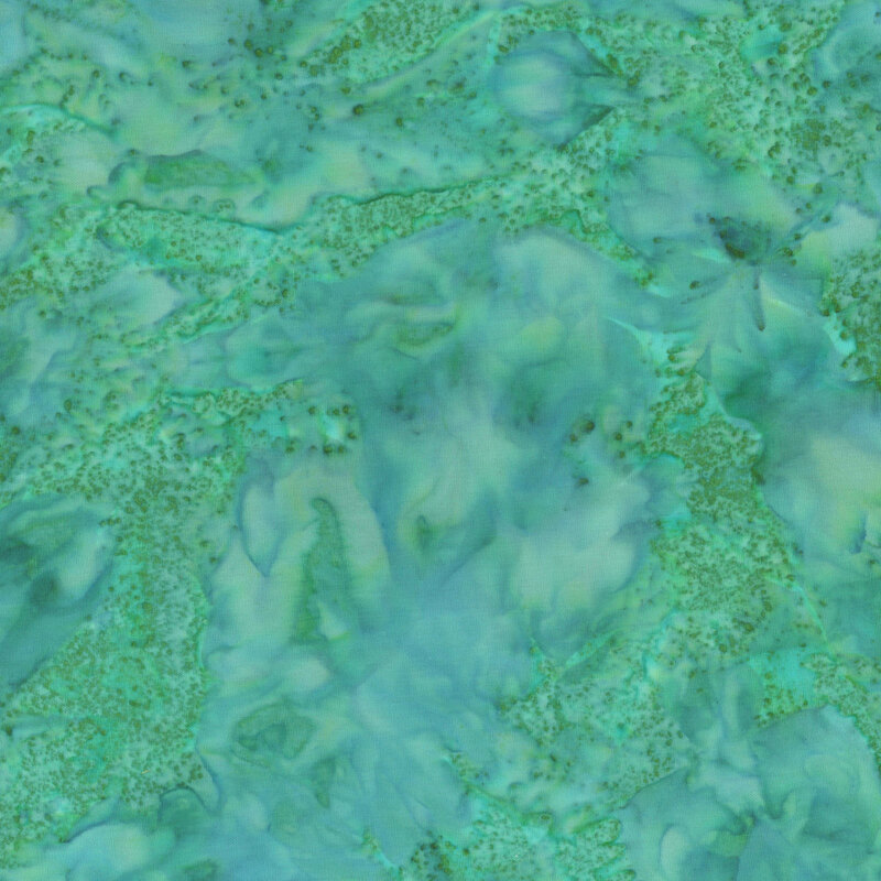 Mottled aqua blue tonal batik fabric