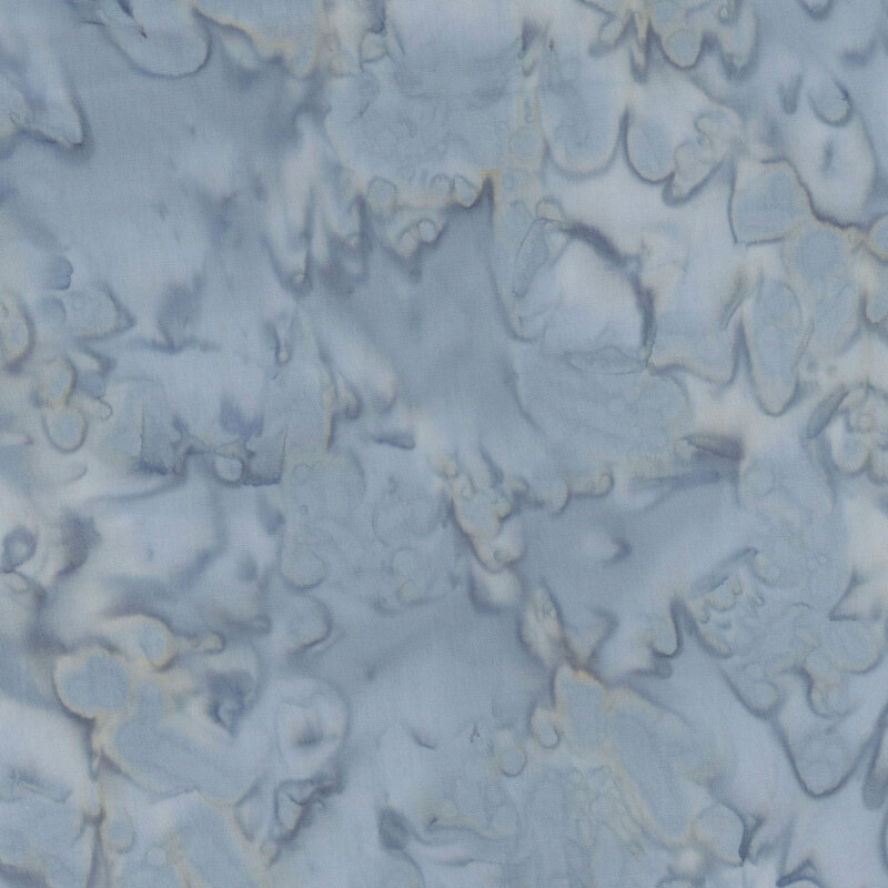 Mottled gray blue batik fabric