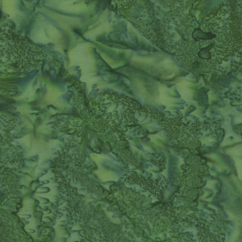 Mottled green tonal batik fabric