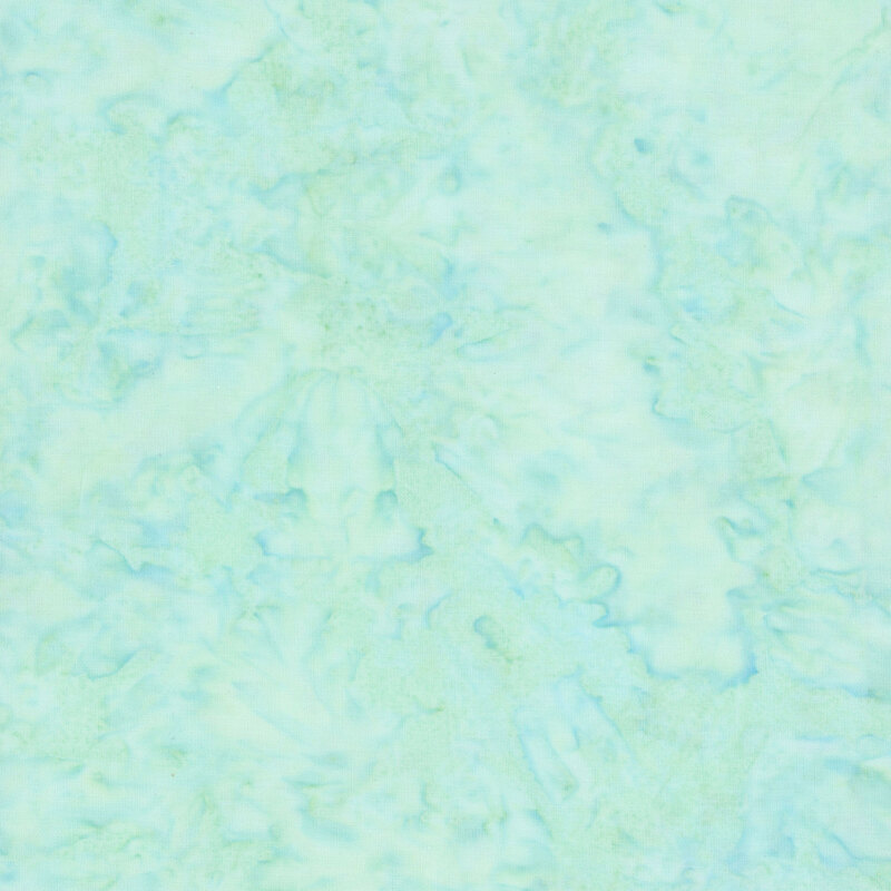 Mottled light aqua tonal batik fabric