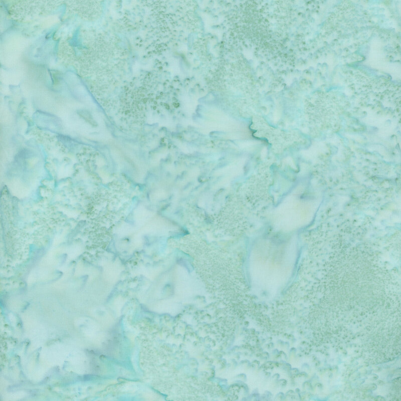 Mottled light aqua tonal batik fabric