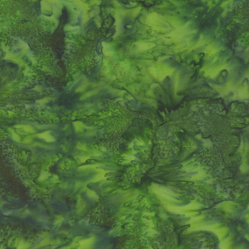 Mottled green tonal batik fabric