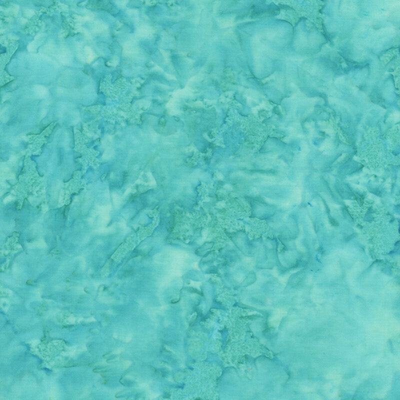 Mottled vibrant aqua tonal batik fabric