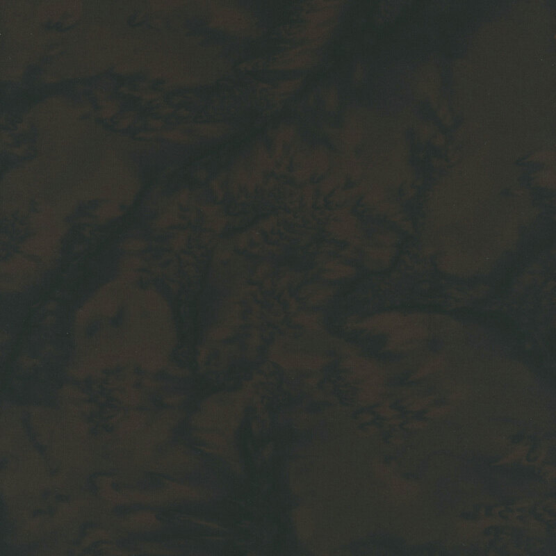 Mottled dark brown tonal batik fabric