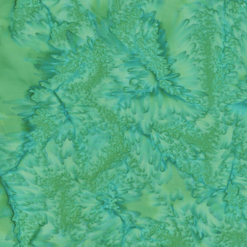 Mottled vibrant green batik fabric