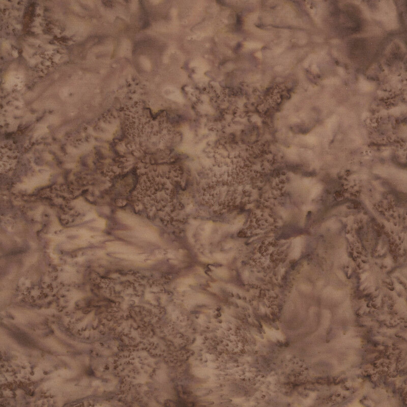 Mottled rustic brown tonal batik fabric
