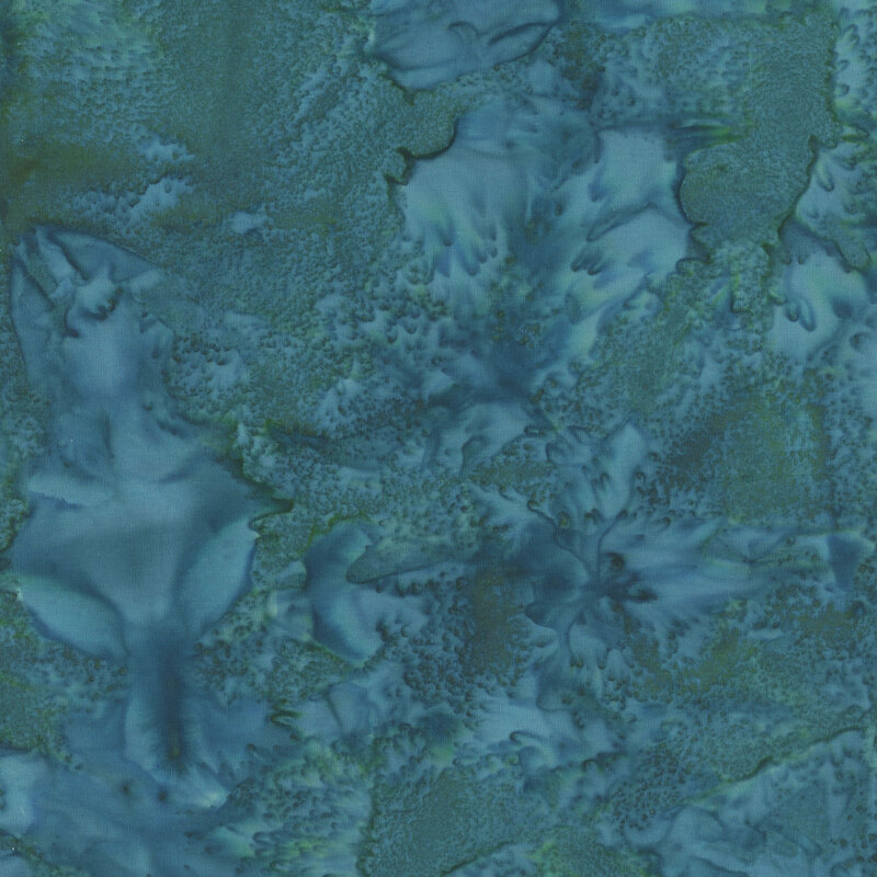 Marbled batik fabric in shades of dark teal.