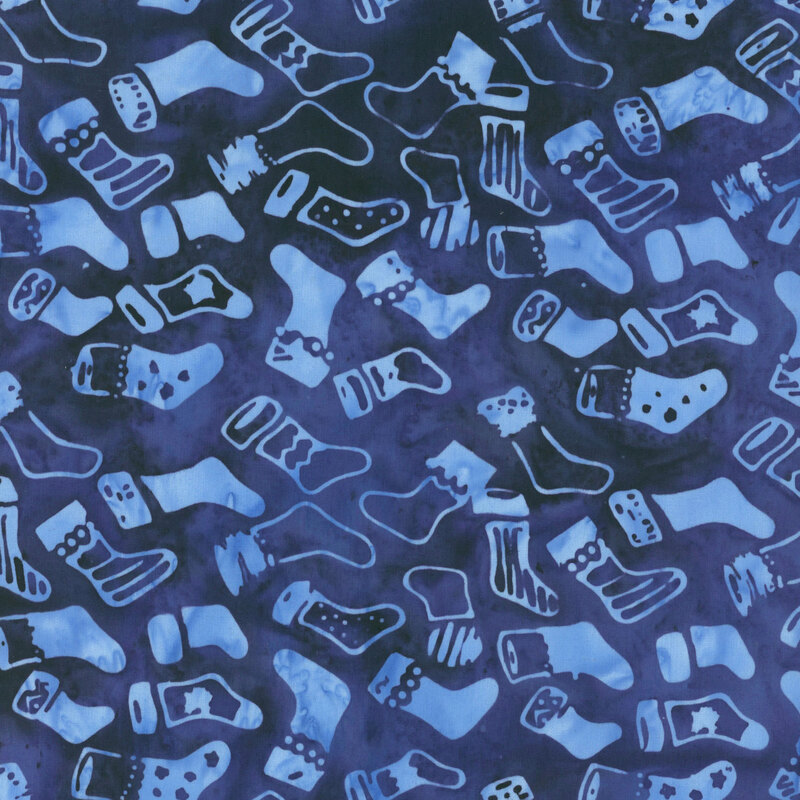 Watercolor lapis blue fabric with an overlay of light blue stockings 