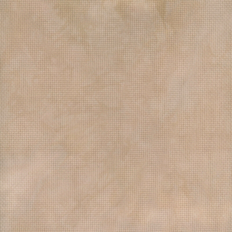 A close up swatch of marbled 14ct aida cloth in a light brown color by Fabric On A Whim.