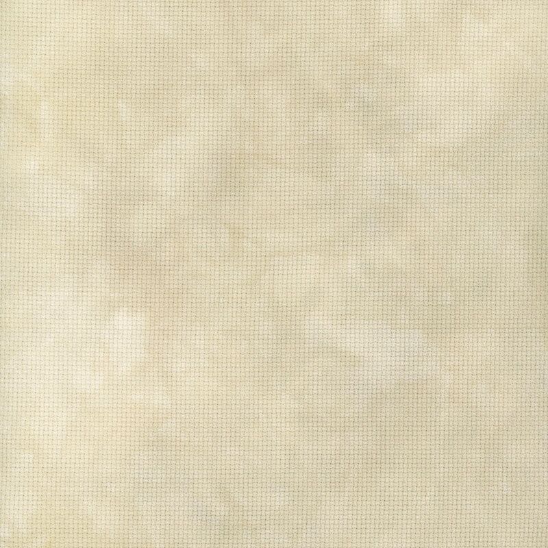 A close up swatch of marbled 14ct aida cloth in a soft cream color by Fabric On A Whim.