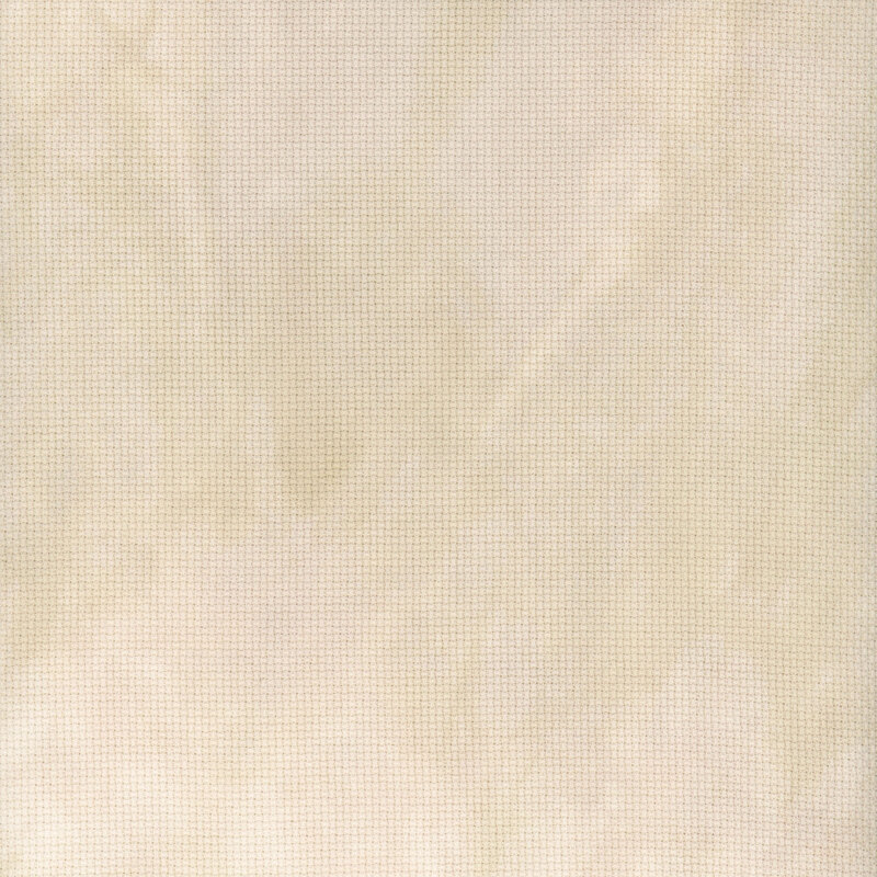 A close up swatch of marbled 14ct aida cloth in a soft cream color by Fabric On A Whim.