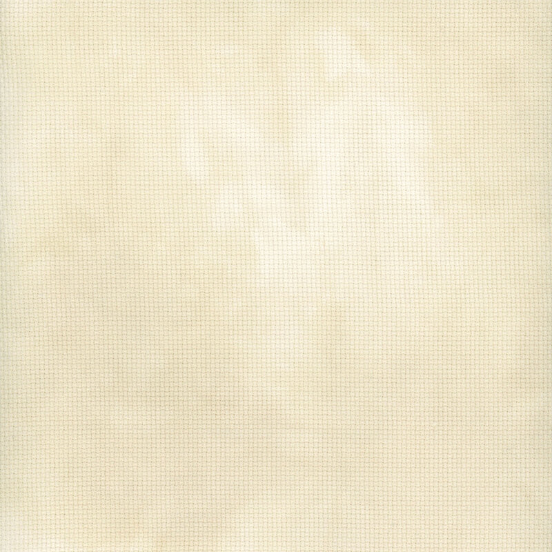 A close up swatch of marbled 14ct aida cloth in a soft cream color by Fabric On A Whim.
