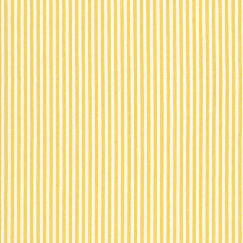 Fabric with narrow white and yellow vertical stripes