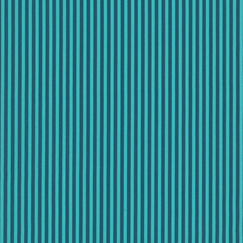Fabric with narrow teal and turquoise vertical stripes