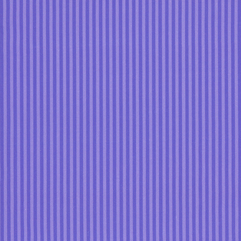 Fabric with narrow violet and periwinkle vertical stripes