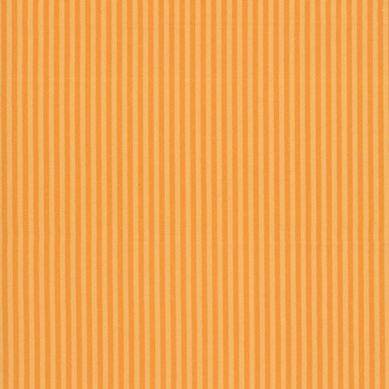 Fabric with narrow gold and cantaloupe orange vertical stripes