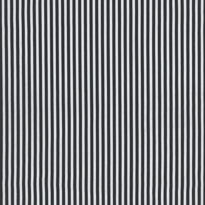 Fabric with narrow black and white vertical stripes