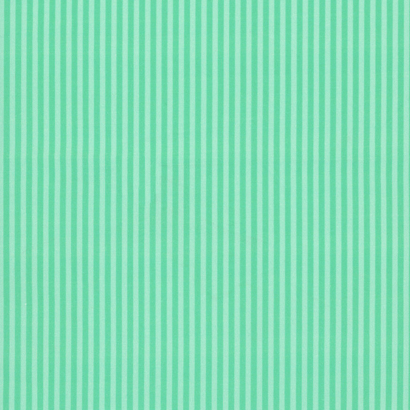 Fabric with narrow mint and jade green vertical stripes