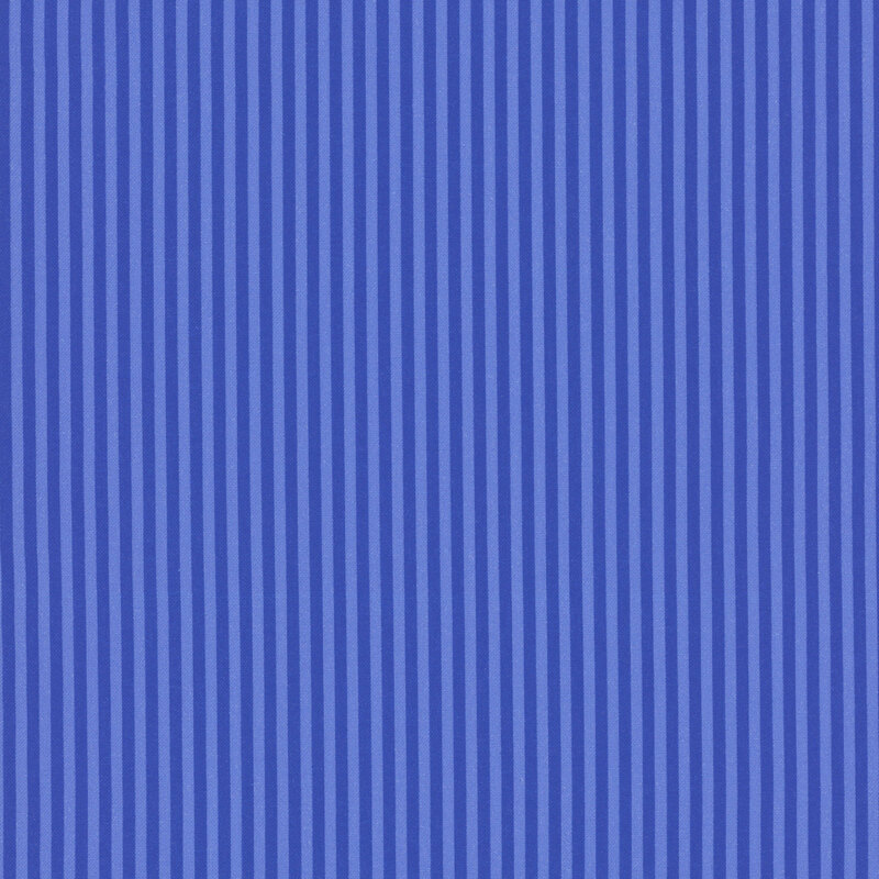 Fabric with narrow royal blue and azure vertical stripes