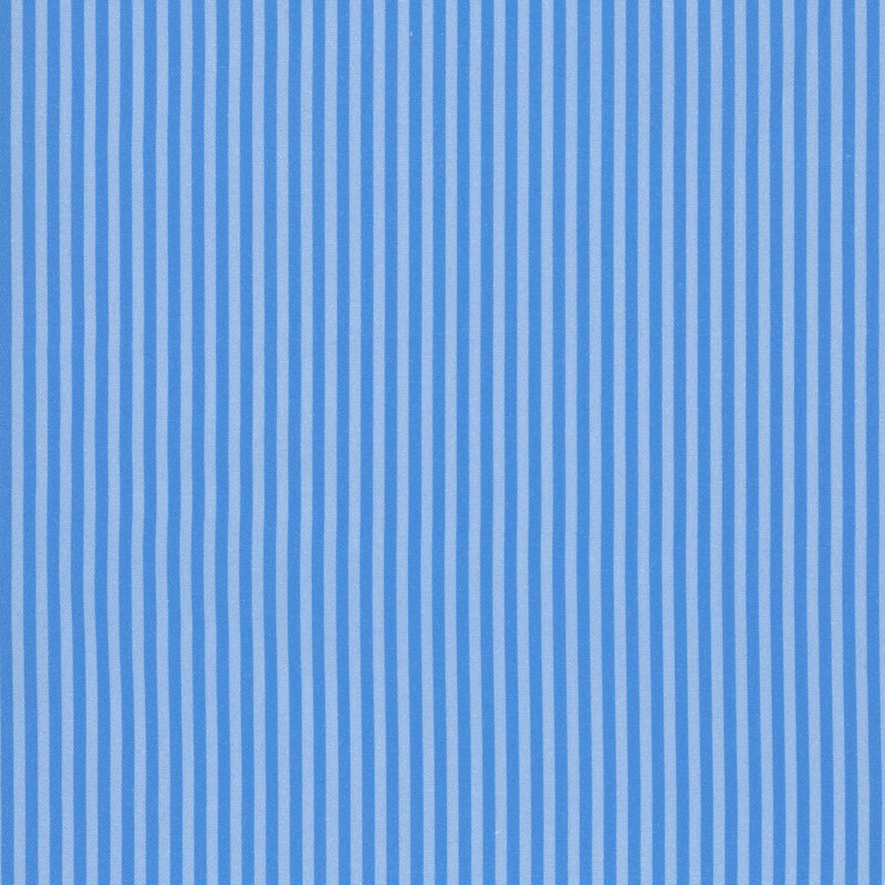 Fabric with narrow sky blue and baby blue vertical stripes