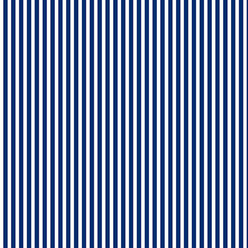 Fabric with narrow navy blue and white vertical stripes