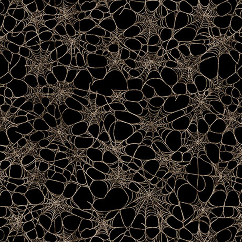 Pitch black fabric filled with white spider webs.