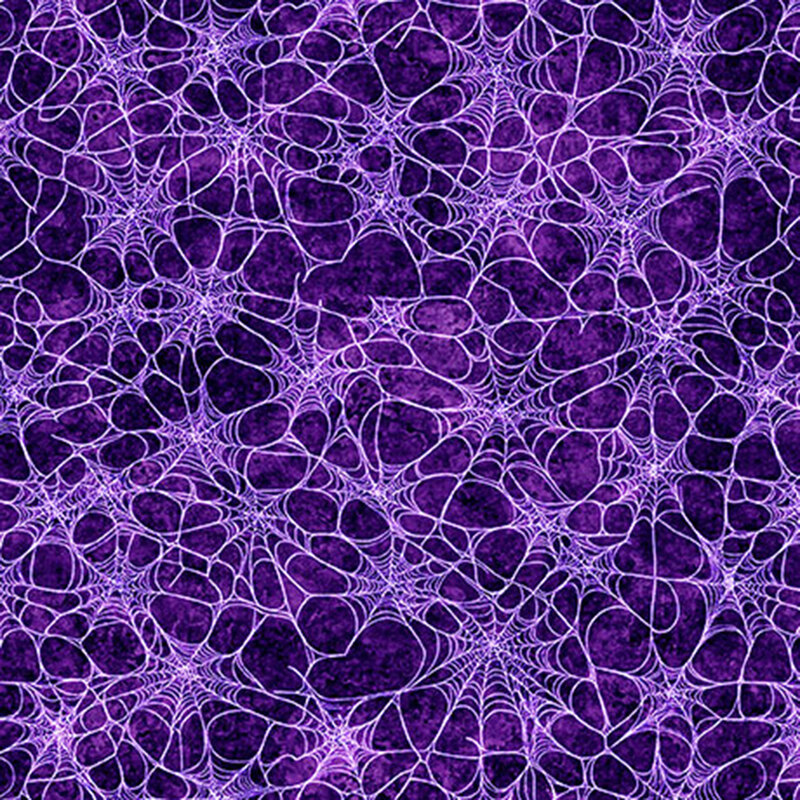 Mottled dark plum fabric covered in spider webs.