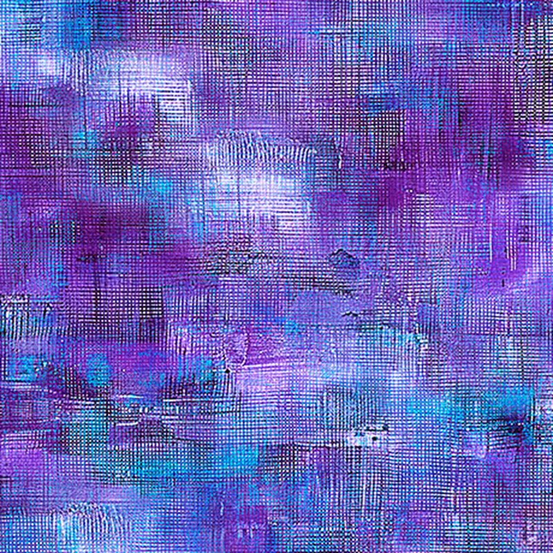 Mottled purple and teal fabric featuring a crosshatching texture.