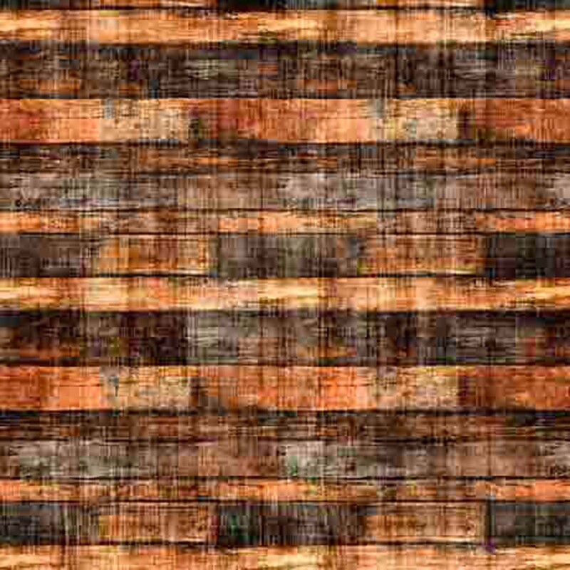 Weathered, rustic wood textured fabric in light and dark brown