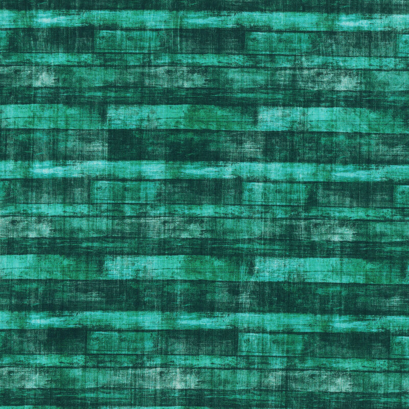 Weathered, rustic wood textured fabric in light and dark turquoise