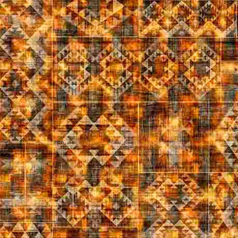 A textured native american-inspired geometric pattern in saddle brown, cocoa, and orange