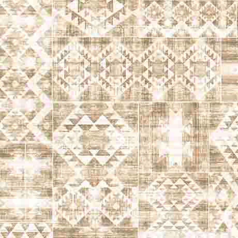 A textured native american-inspired geometric pattern in tonal cream and beige