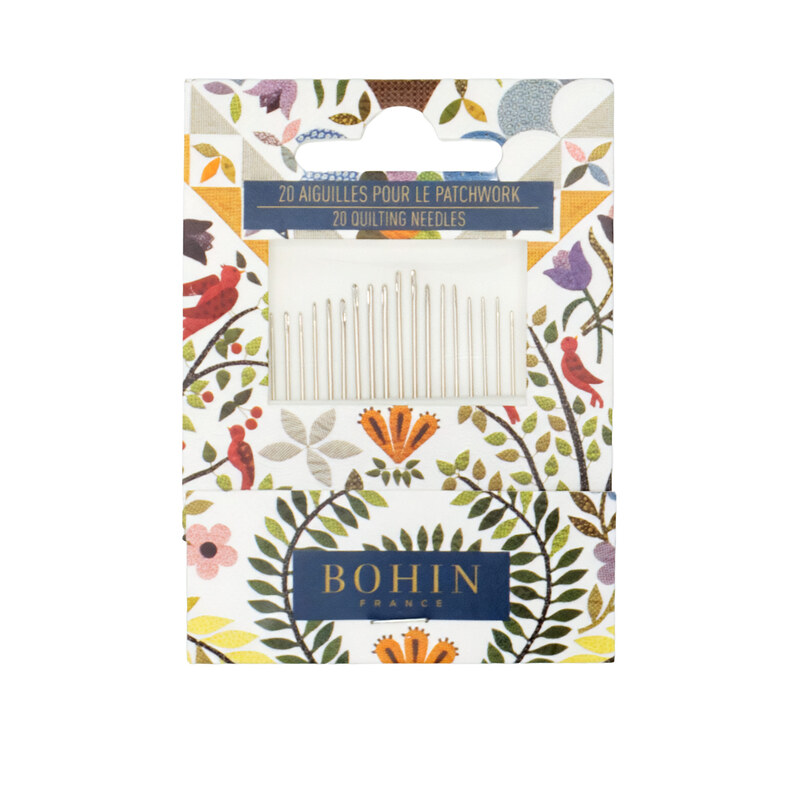 Pack of Bohin needles with floral design.