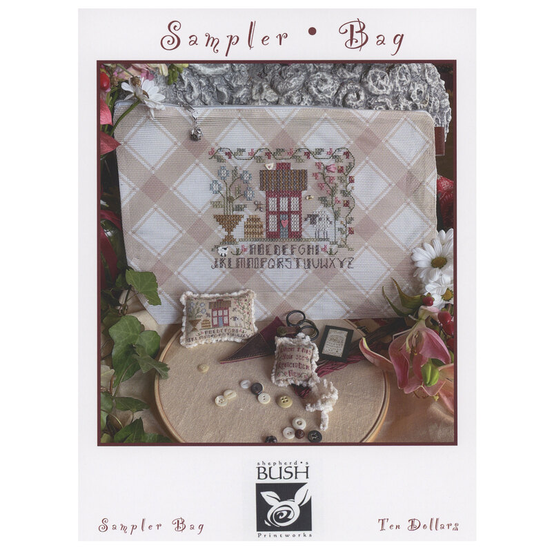 The front of the Sampler Bag cross stitch pattern by Shepherds Bush.