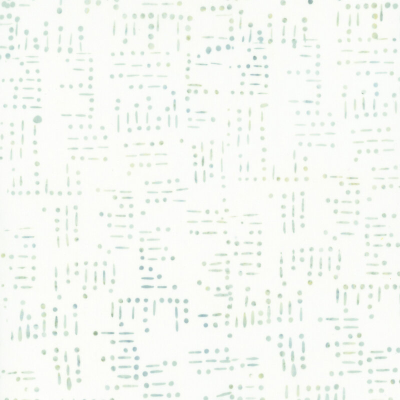 Ivory fabric with a pattern of light blue dots and dashes resembling morse code