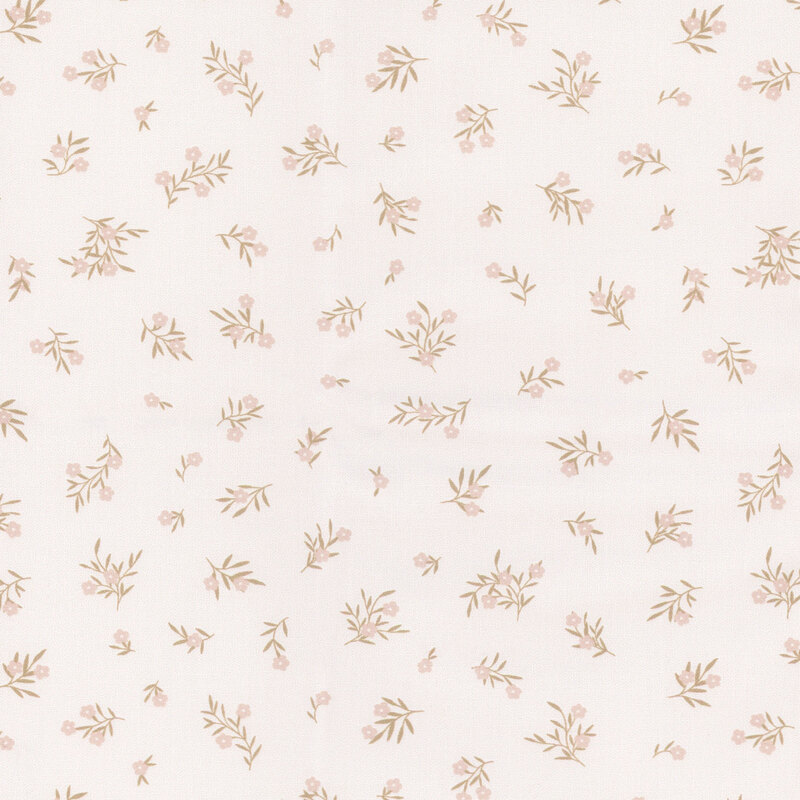 Small, pale pink flowers tossed on a light cream background.