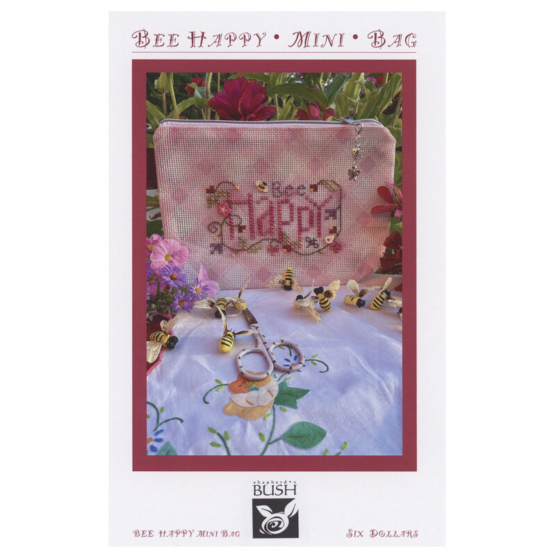 The front of the Bee Happy Mini Bag cross stitch pattern by Shepherds Bush.