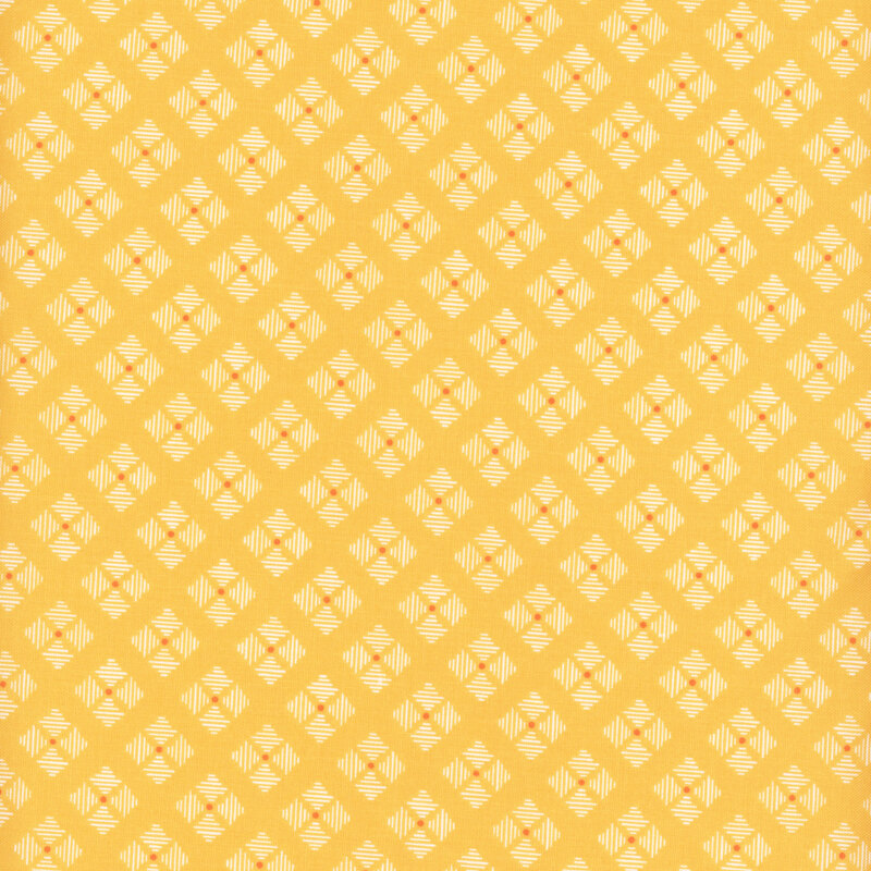 yellow fabric with striped diamonds in a flower pattern