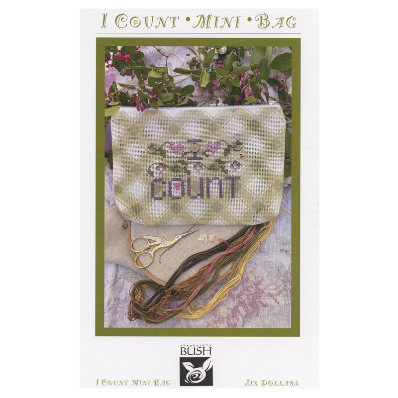 The front of the I Count Mini Bag cross stitch pattern by Shepherds Bush.